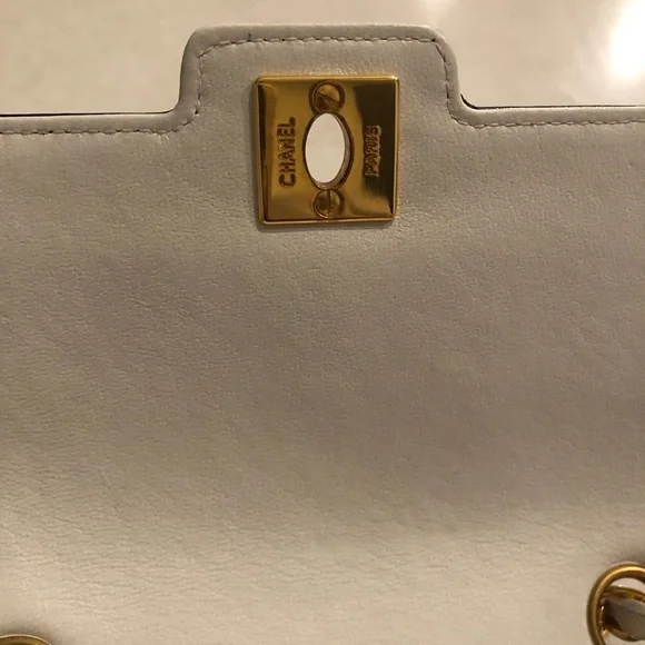 Vintage Chanel Mini Mademoiselle Bag Black and White Lambskin Gold Hardware - Picture 6 of 17